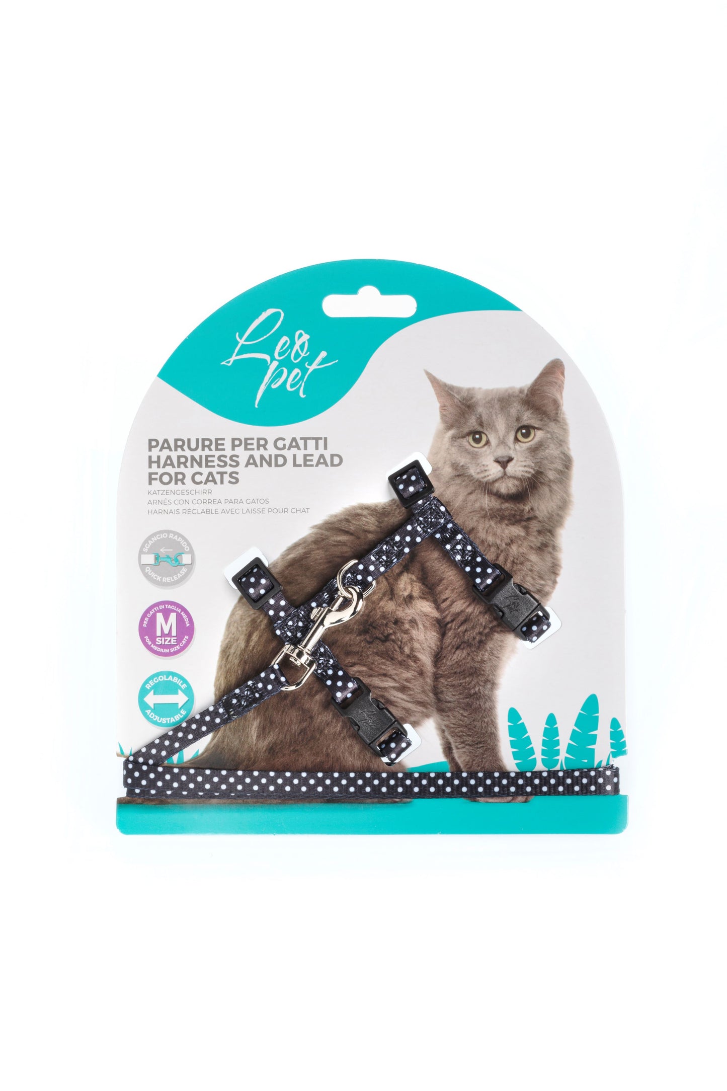 Parure pettorina e guinzaglio per gatto taglia media Leopet - petsandthecity-9478pettorina