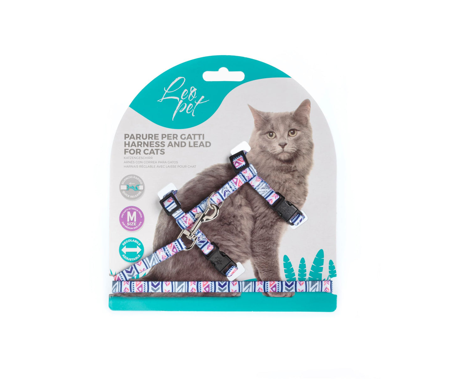 Parure pettorina e guinzaglio per gatto taglia media Leopet - petsandthecity-9478pettorina