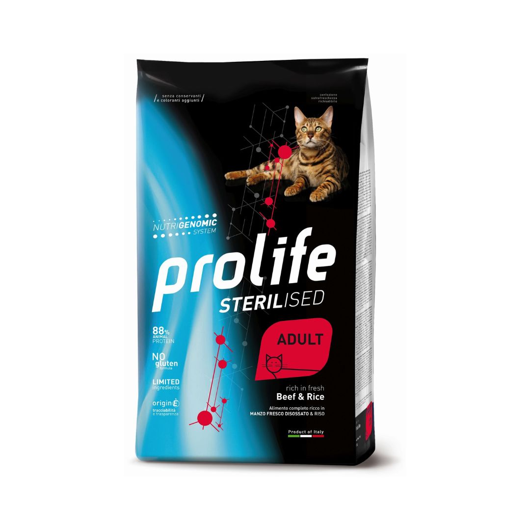 Crocchette per gatto Prolife Sterilised Manzo e Riso
