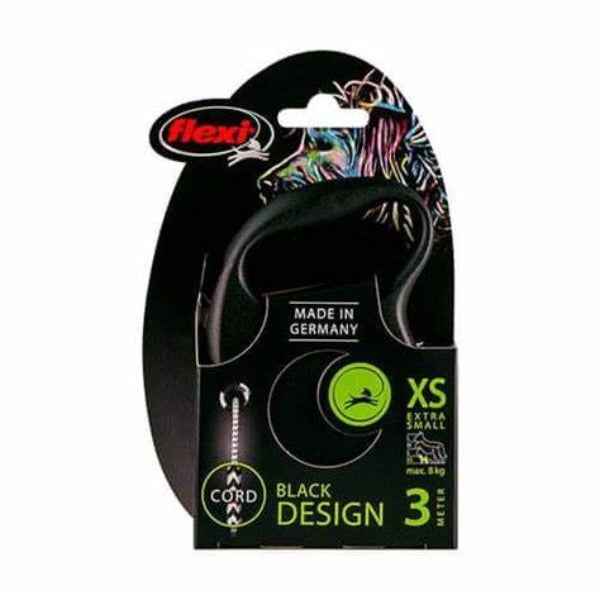 Guinzaglio per cani avvolgibile Flexi Black Design XS 3m in corda