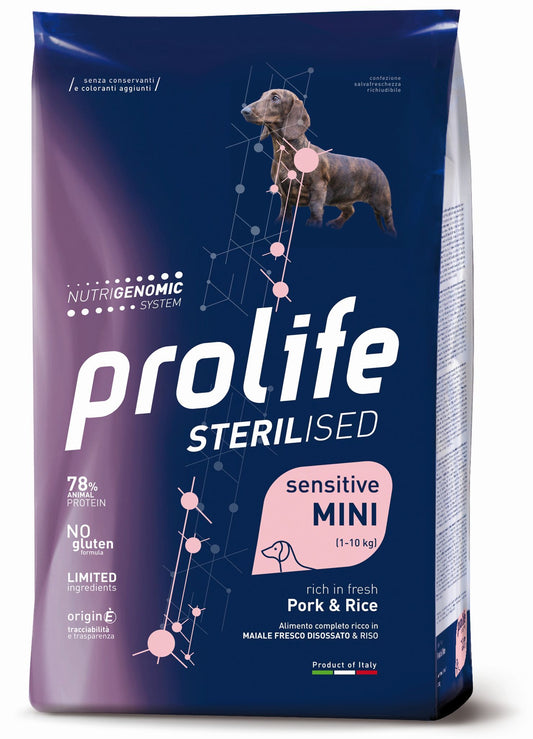 Cibo secco per cani sterilizzati STERILISED Adult Mini Sensitive Pork & Rice