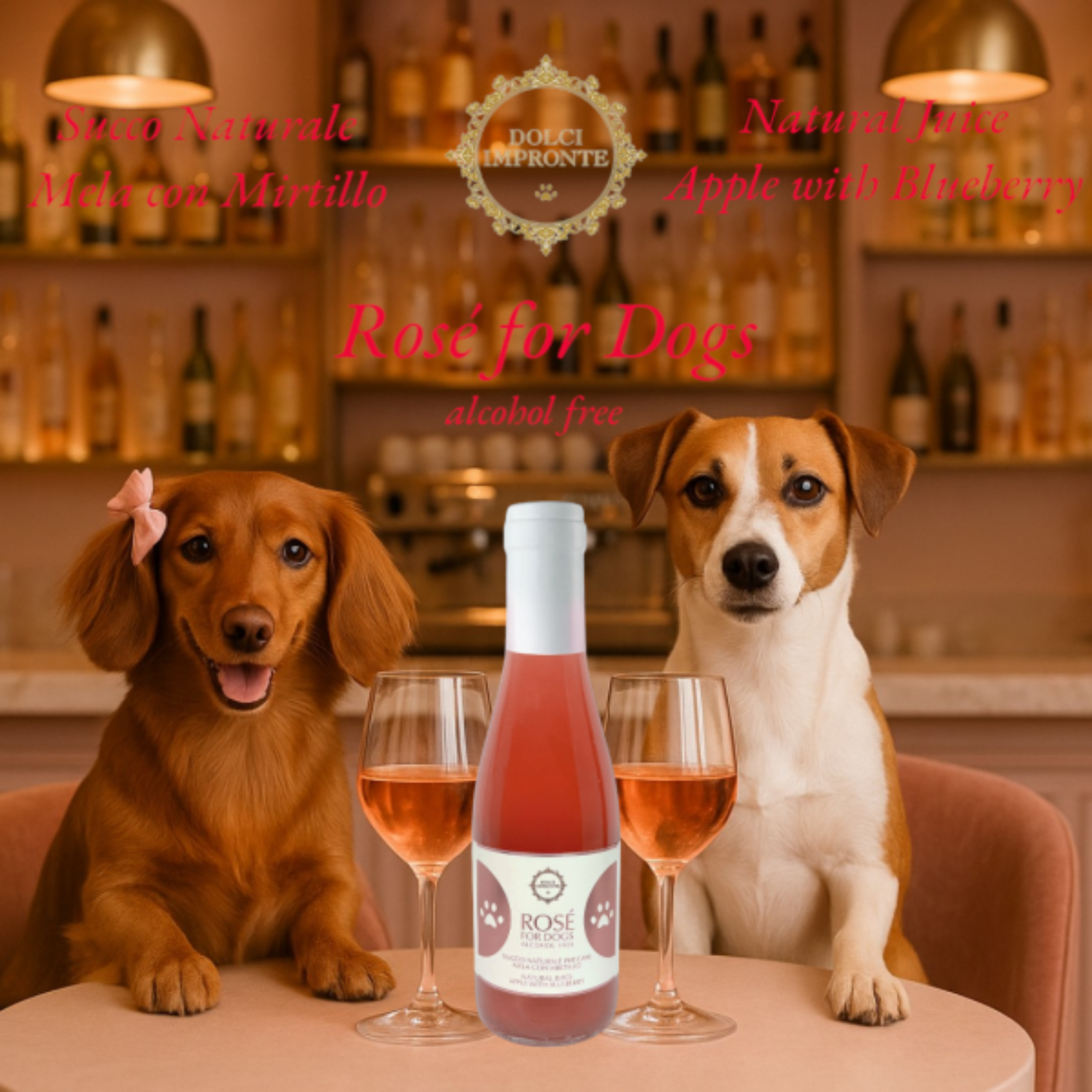 Aperitivo rosè per cani senza alcool Dolcimpronte