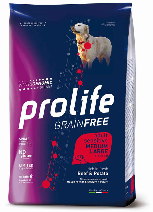 Croccantini per cani Prolife GRAIN FREE Adult Medium/Large Manzo e Patate